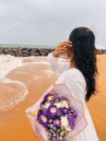 Windblown White Dress by the Sea